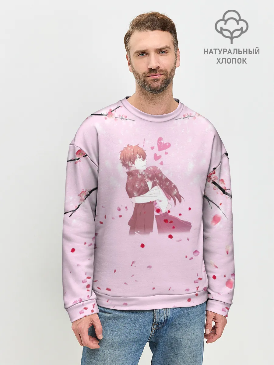 Мужской свитшот базовый / Аниме Объятия Любовь Пара