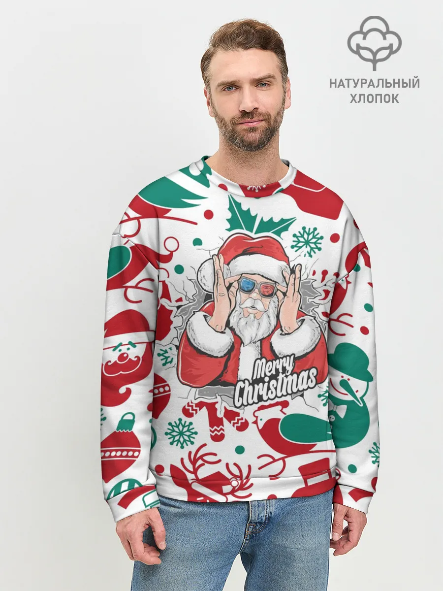 Мужской свитшот базовый / Merry Christmas3D