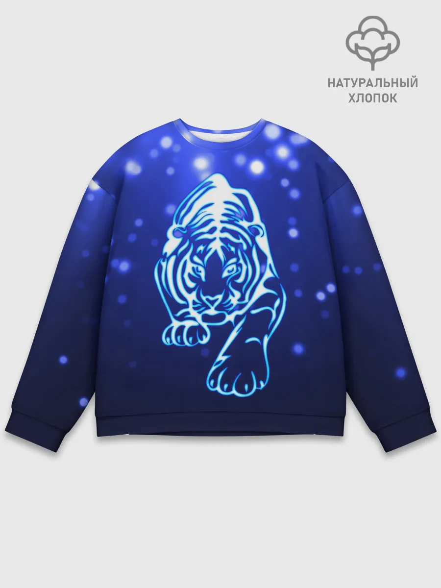 Мужской свитшот базовый / Неоновый тигр