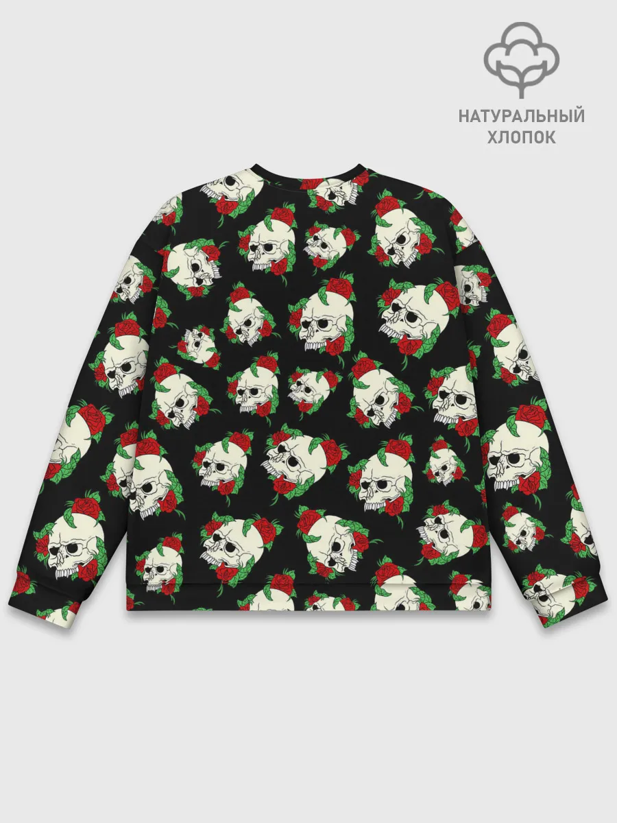 Мужской свитшот базовый / Черепа и розы / Skull and Roses