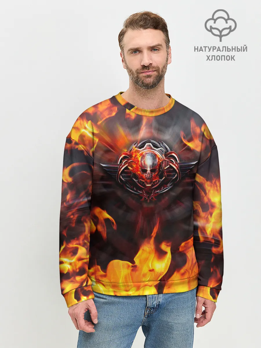 Мужской свитшот базовый / FIRE GEARS OF WAR | ПОСТЕР В ОГНЕ