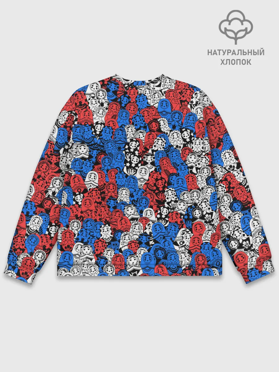 Мужской свитшот базовый / Бело-сине-красные матрёшки