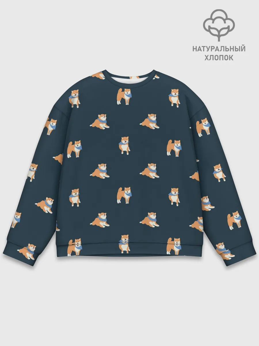 Мужской свитшот базовый / Шиба ину паттерн