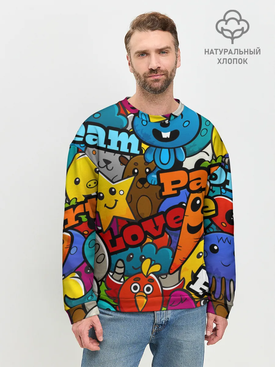 Мужской свитшот базовый / LOVE | PEACE | PARTY