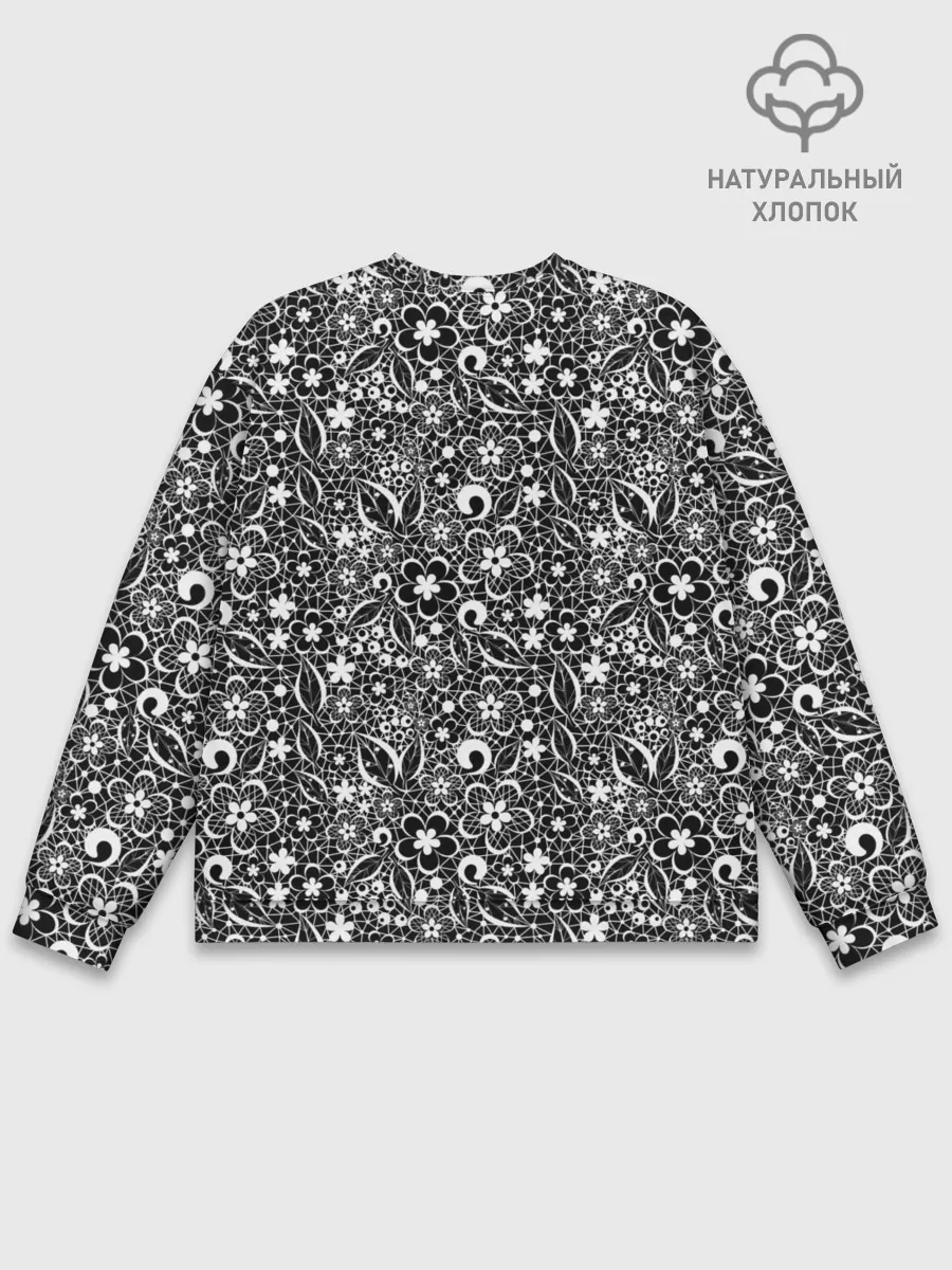 Мужской свитшот базовый / Кружевной черно белый узор