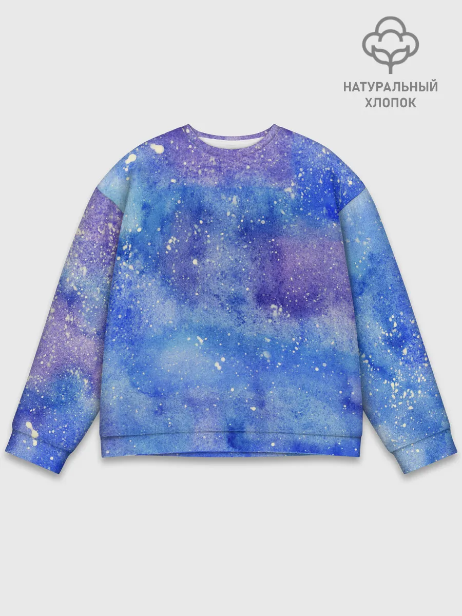 Мужской свитшот базовый / Акварельные разводы и брызги красок