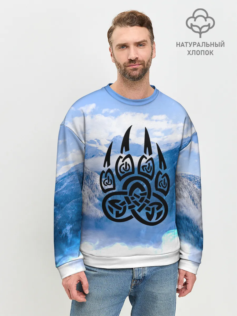 Мужской свитшот базовый / Печать Велеса | Волчья лапа