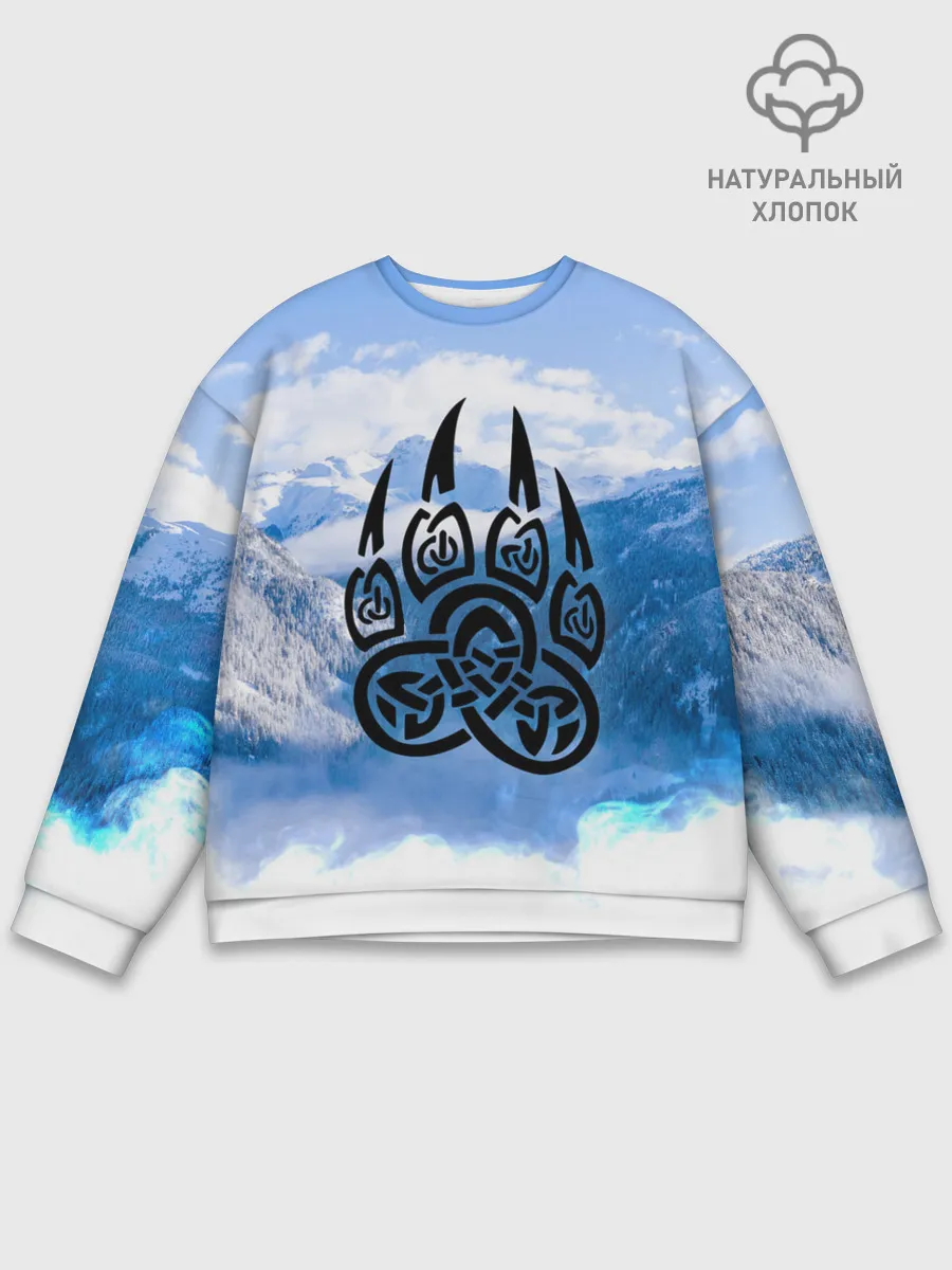 Мужской свитшот базовый / Печать Велеса | Волчья лапа