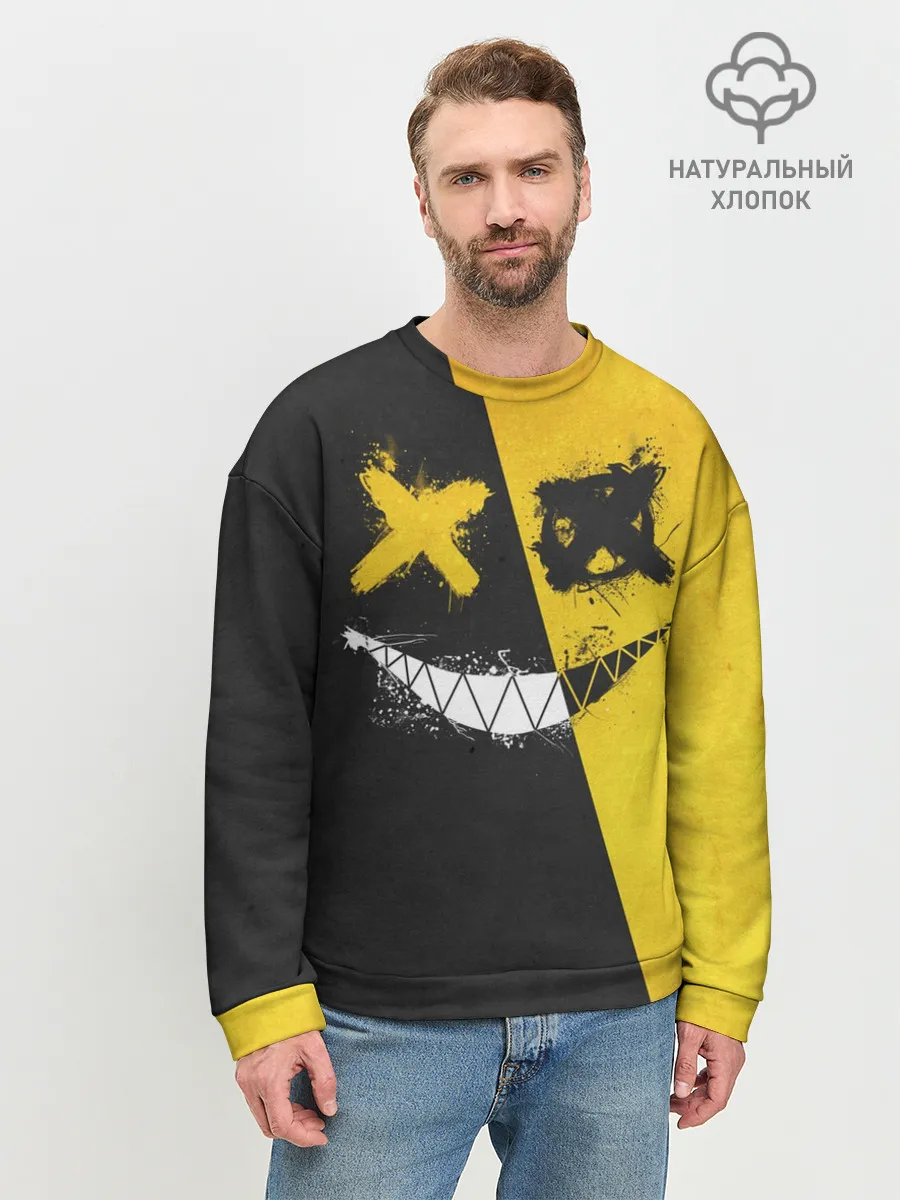 Мужской свитшот базовый / Yellow and Black Emoji