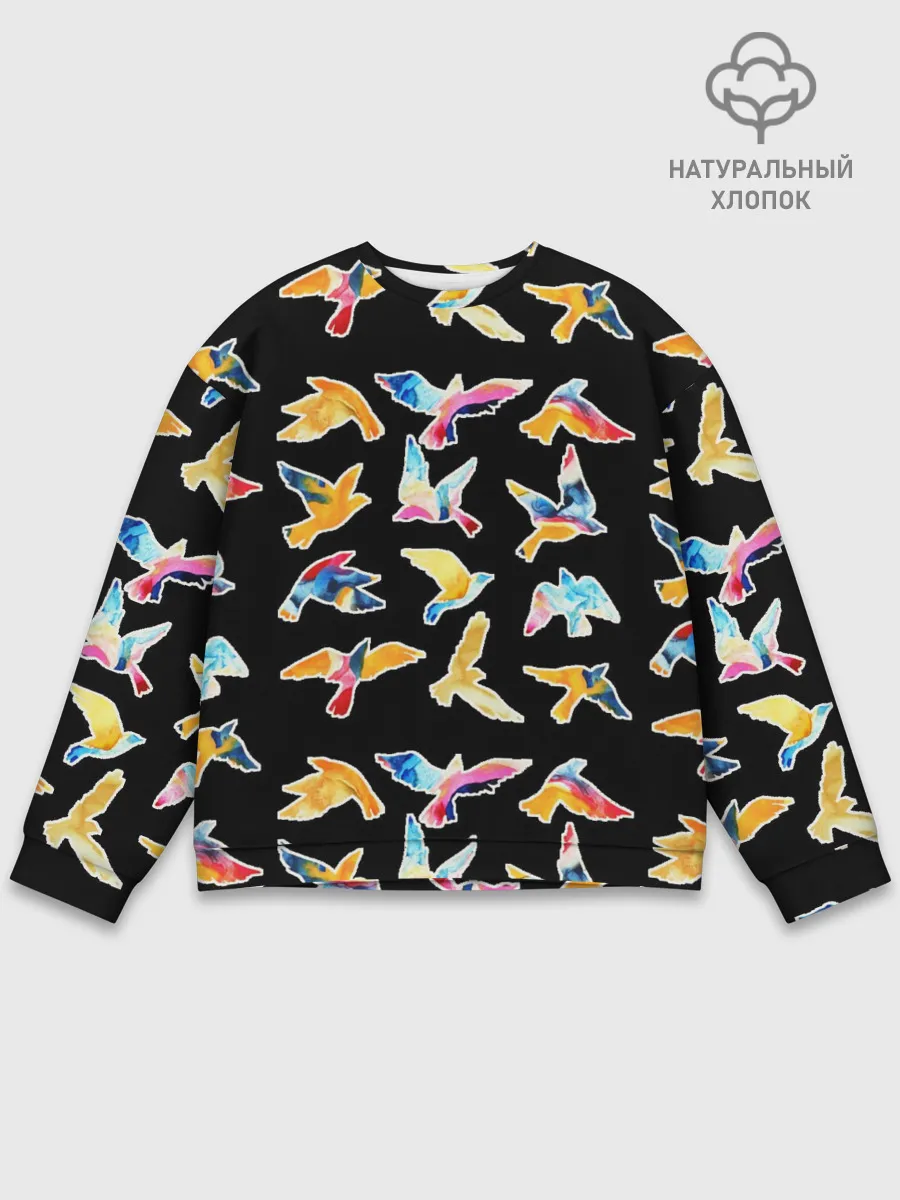 Мужской свитшот базовый / акварельные птицы