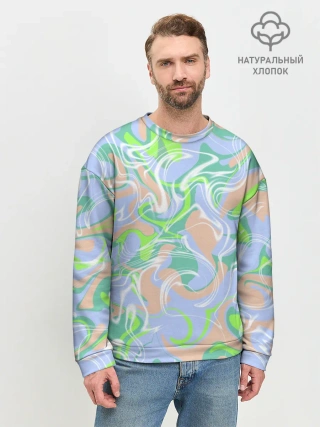 Мужской свитшот базовый / Разноцветные разводы красок