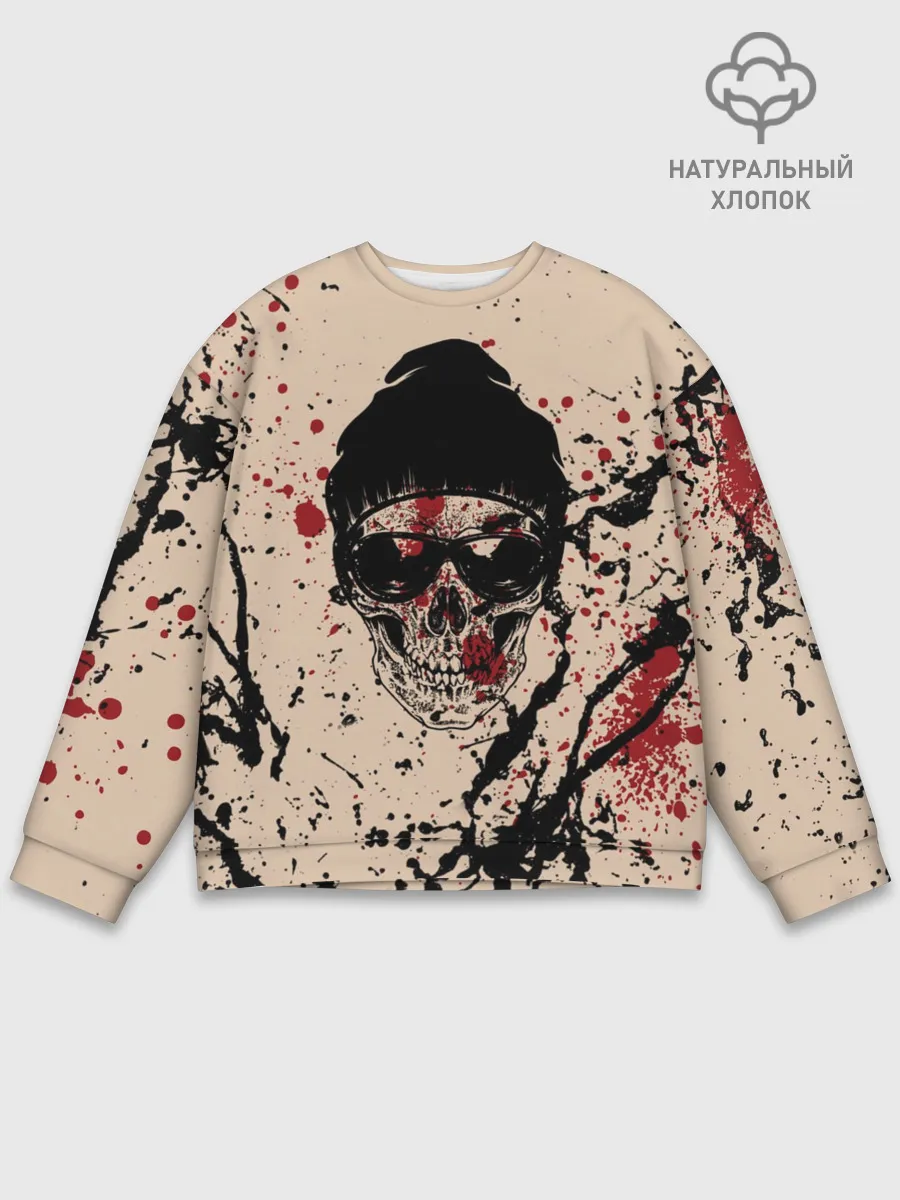 Мужской свитшот базовый / Череп Хипстер Брызги Краски