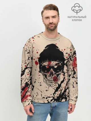 Мужской свитшот базовый / Череп Хипстер Брызги Краски