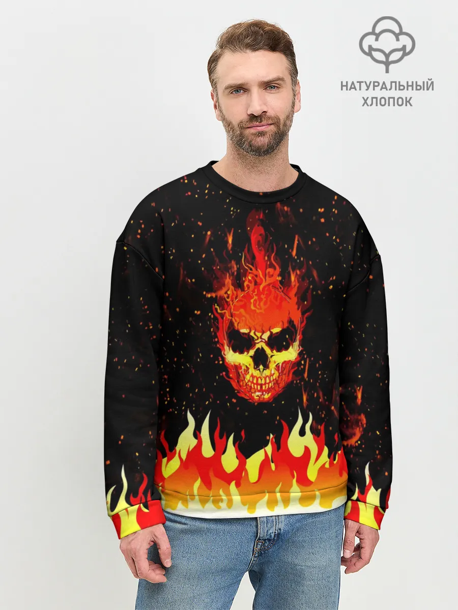 Мужской свитшот базовый / Пылающий Череп