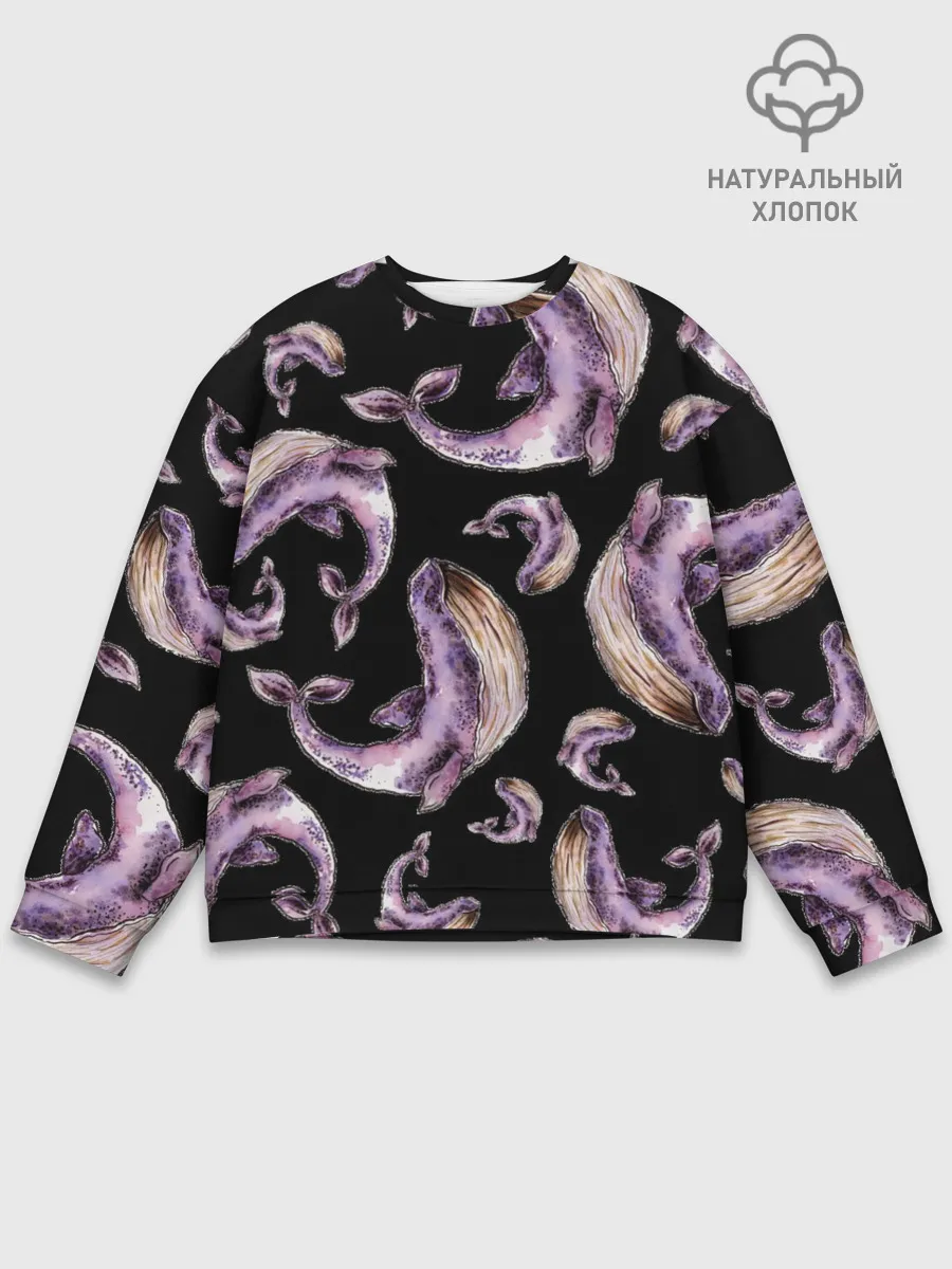 Мужской свитшот базовый / Лиловые киты