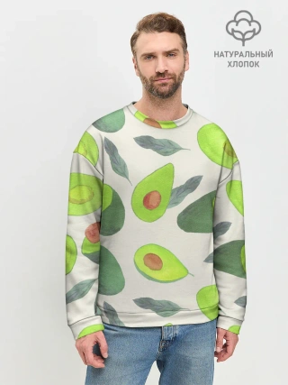 Мужской свитшот базовый / Авокадо - фруктовый паттерн