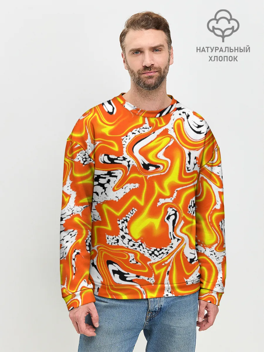 Мужской свитшот базовый / Огненные разводы лавы