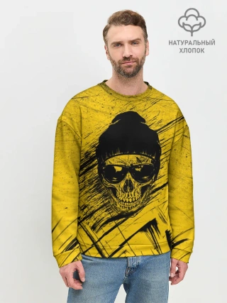 Мужской свитшот базовый / Череп Хипстер Гранж Брызги