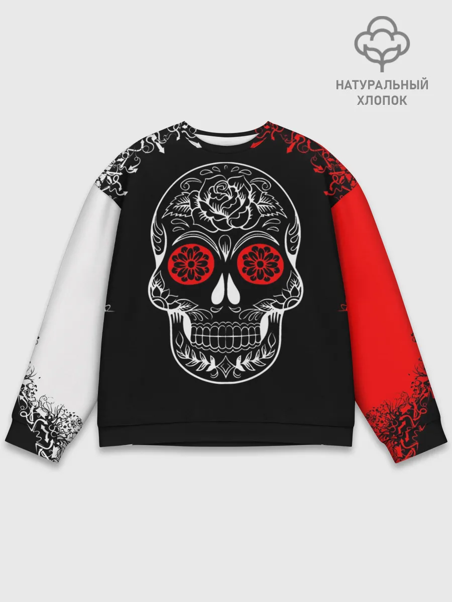 Мужской свитшот базовый / Red White Skull - Череп