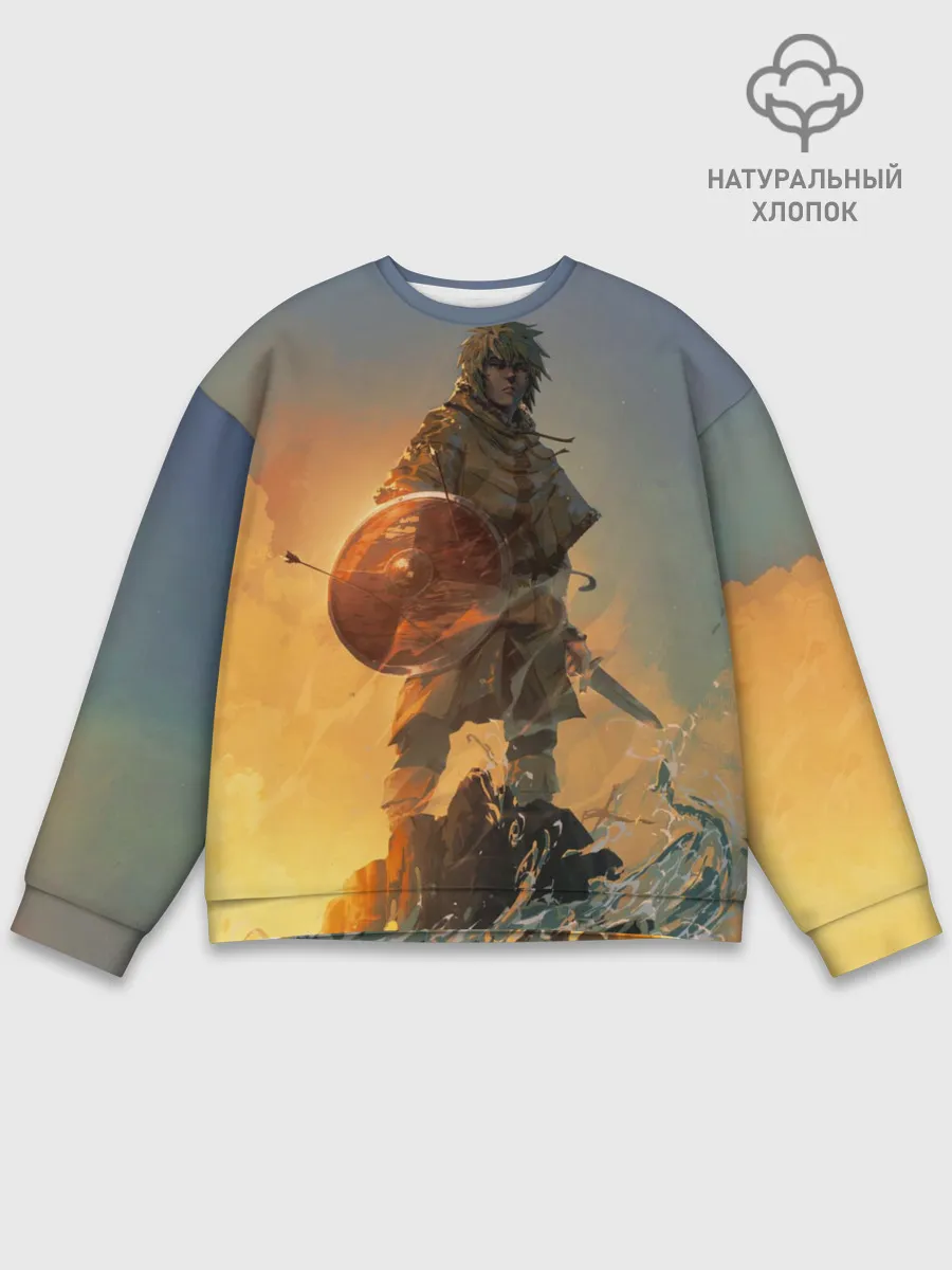 Мужской свитшот базовый / Винланд стоит на скале сага