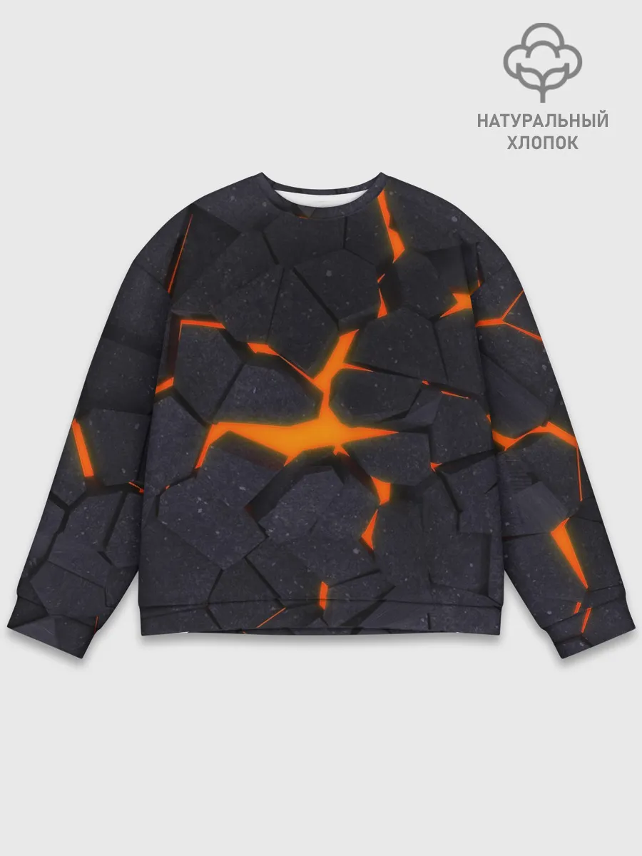 Мужской свитшот базовый / ТРЕЩИНЫ ЗЕМЛИ | 3D CRACKS | НЕОН