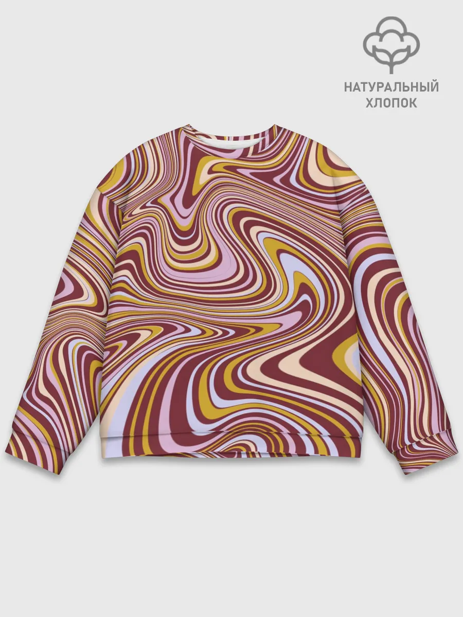 Мужской свитшот базовый / Красно-золотые разводы красок паттерн