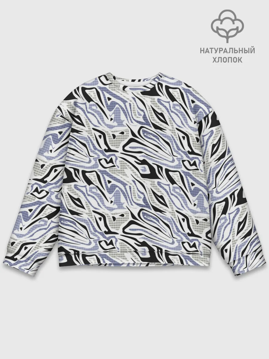 Мужской свитшот базовый / Абстрактный сиренево-черный