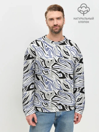 Мужской свитшот базовый / Абстрактный сиренево-черный