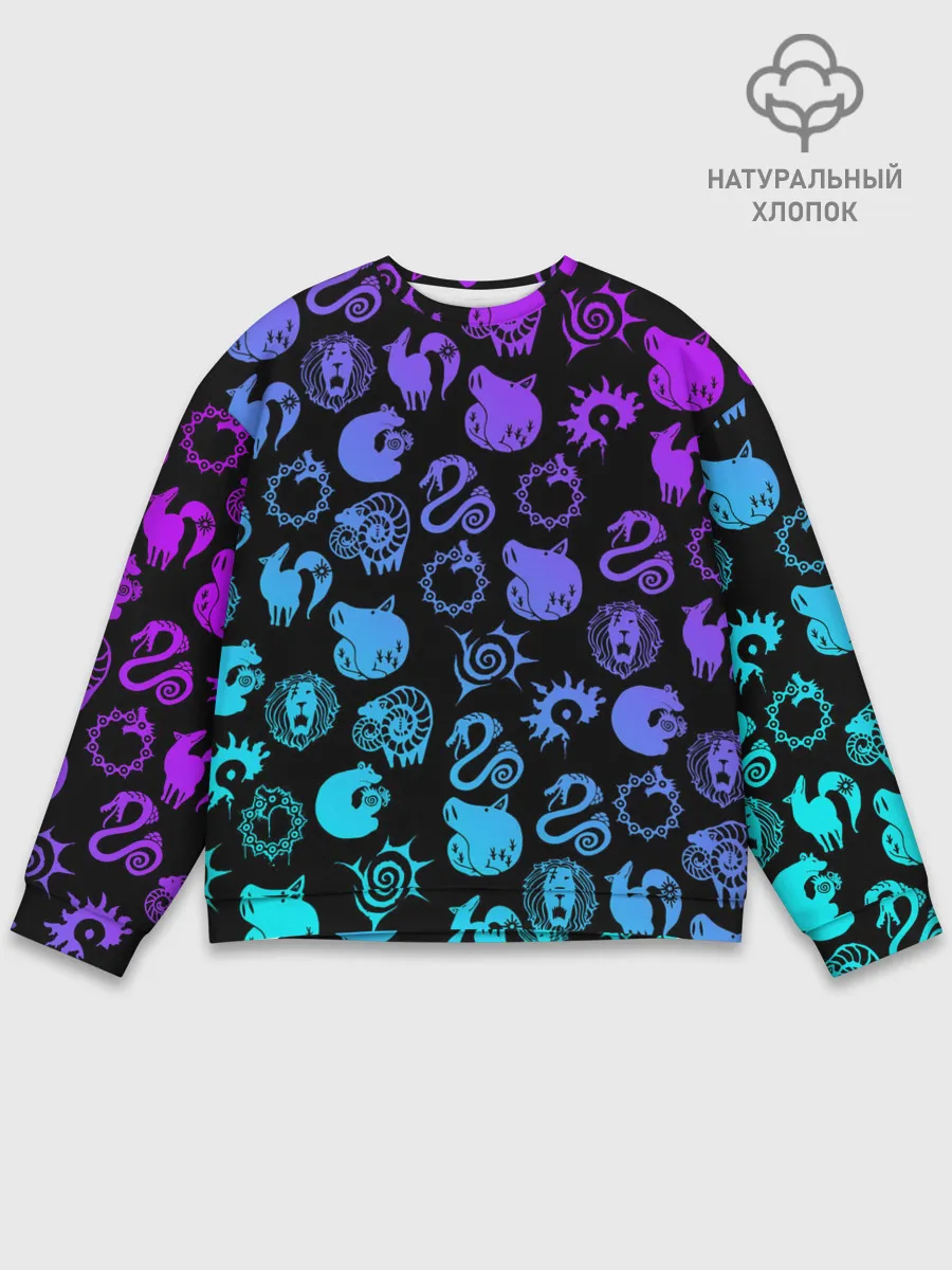 Мужской свитшот базовый / 7 СМЕРТНЫХ ГРЕХОВ НЕОН ЭМБЛЕМЫ