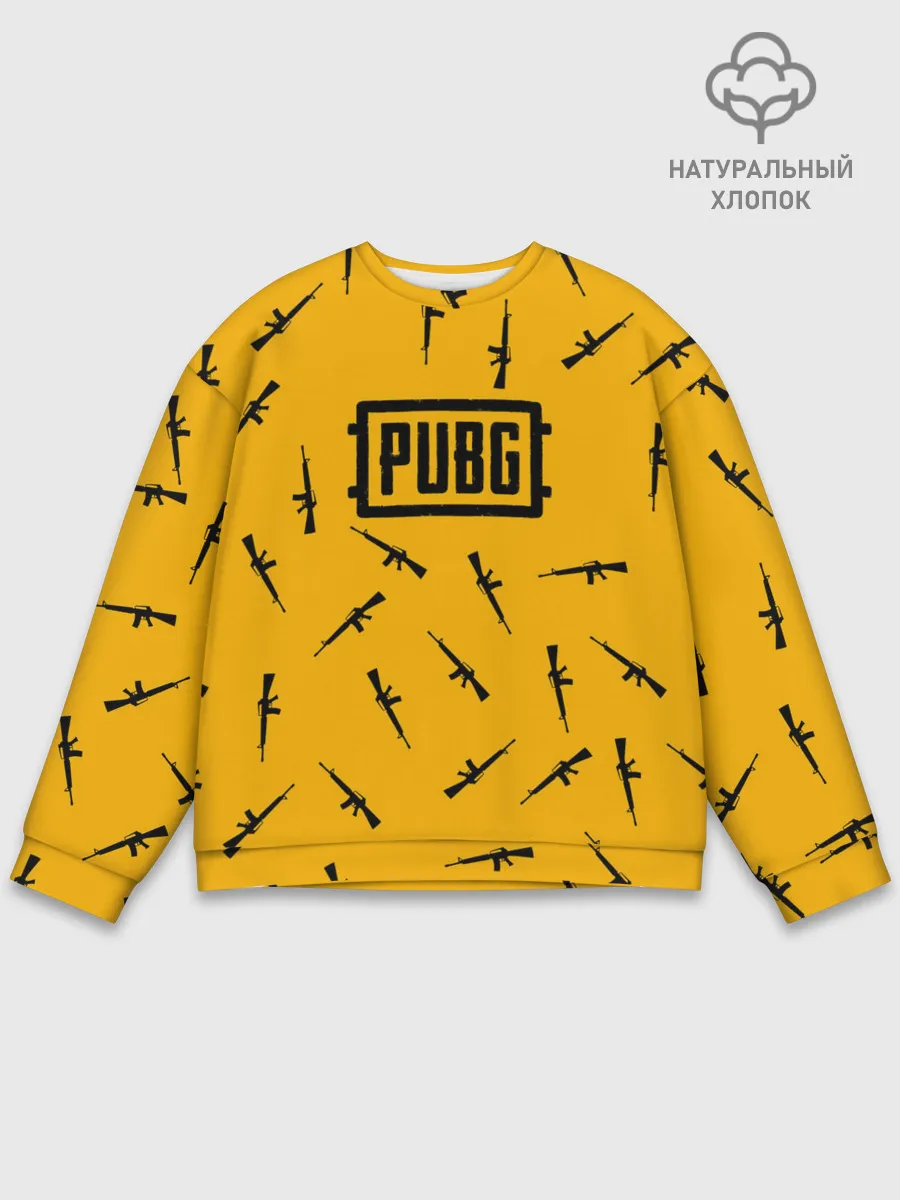 Мужской свитшот базовый / PUBG АВТОМАТЫ ПАТТЕРН ЖЁЛТЫЙ