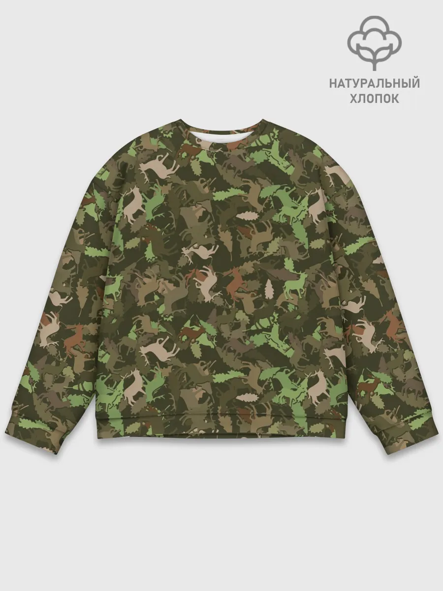 Мужской свитшот базовый / Лоси в дубовом лесу