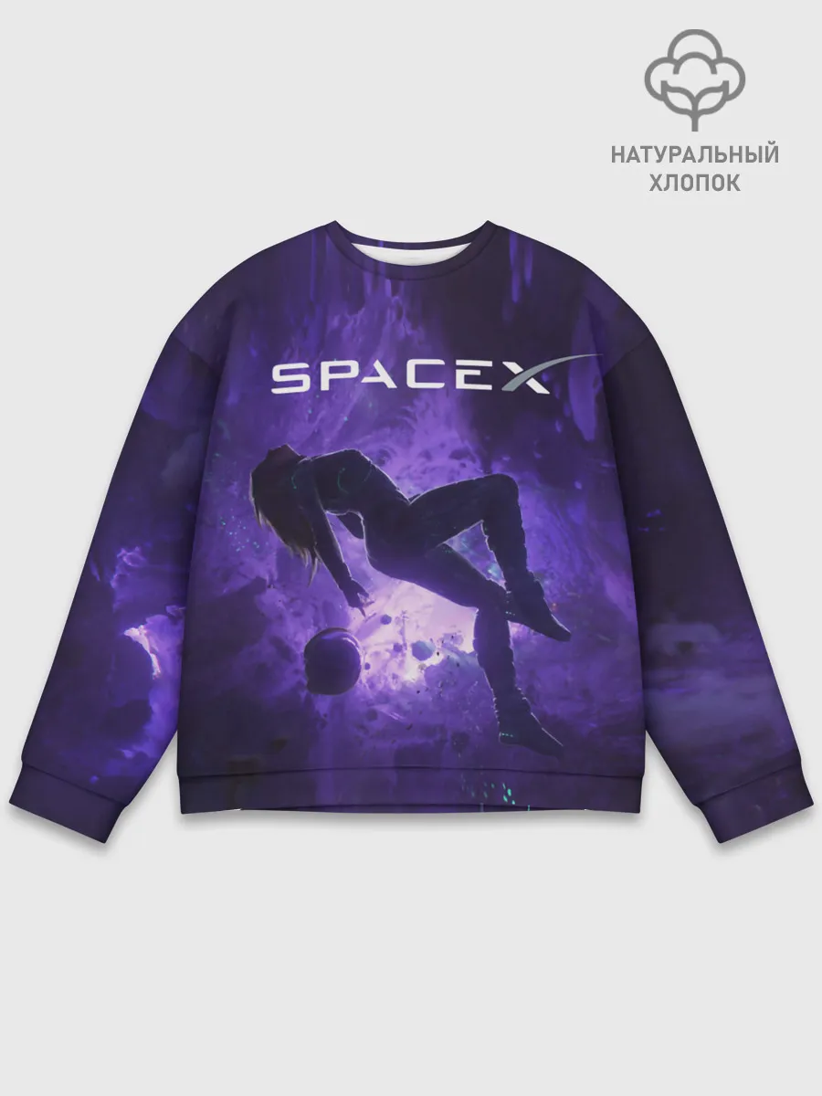 Мужской свитшот базовый / Space X Girl in zero gravity