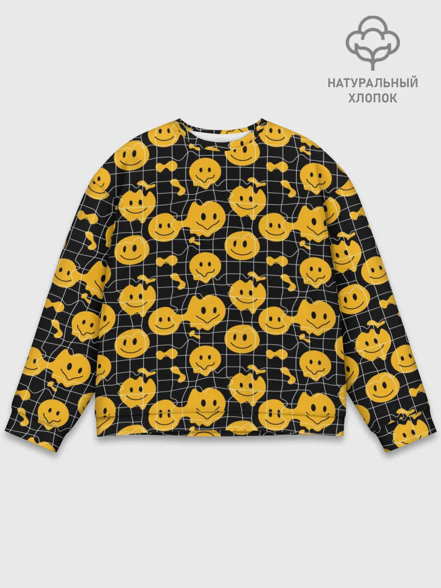 Мужской свитшот базовый / Психоделические смайлы
