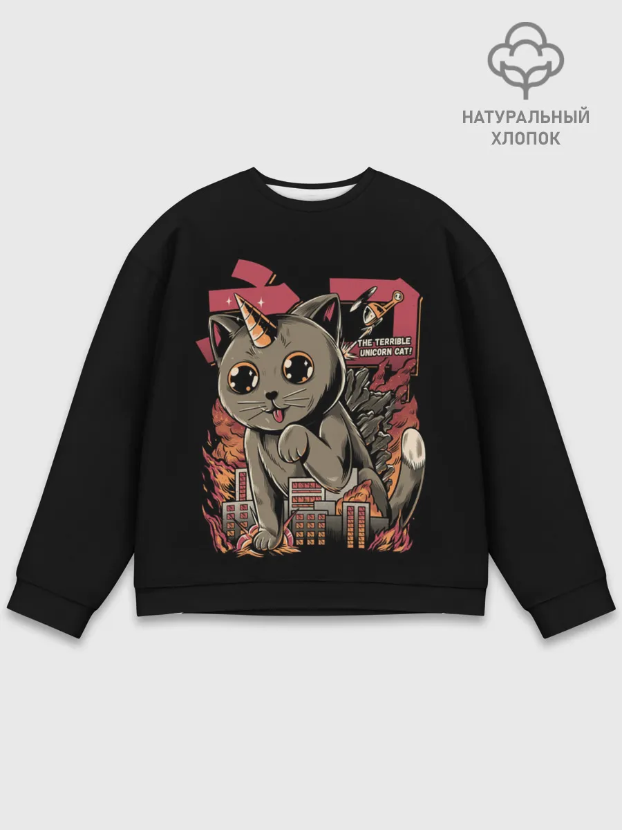 Мужской свитшот базовый / АНИМЕ КОТ-ЕДИНОРОЖЕК