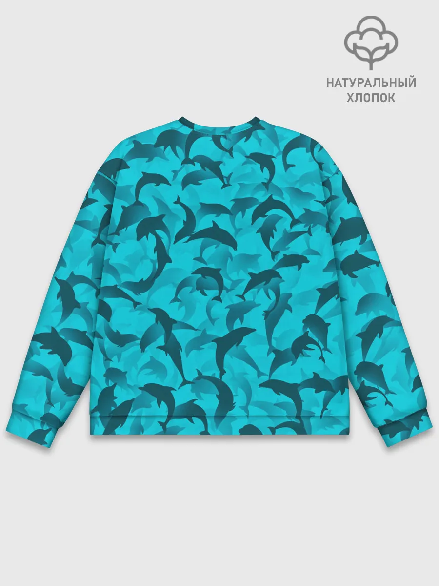Мужской свитшот базовый / Синий камуфляж с дельфинами