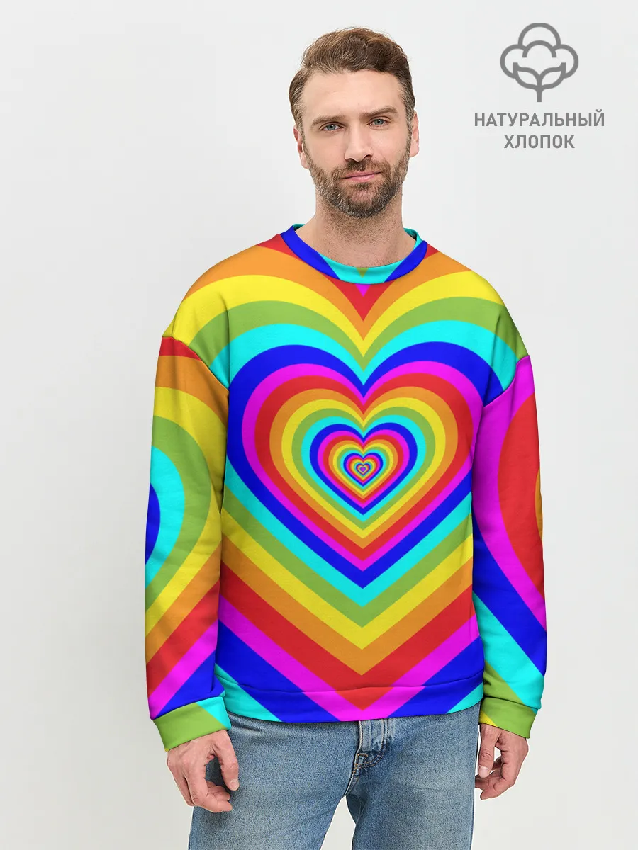 Мужской свитшот базовый / Цветные сердца | Colored hearts