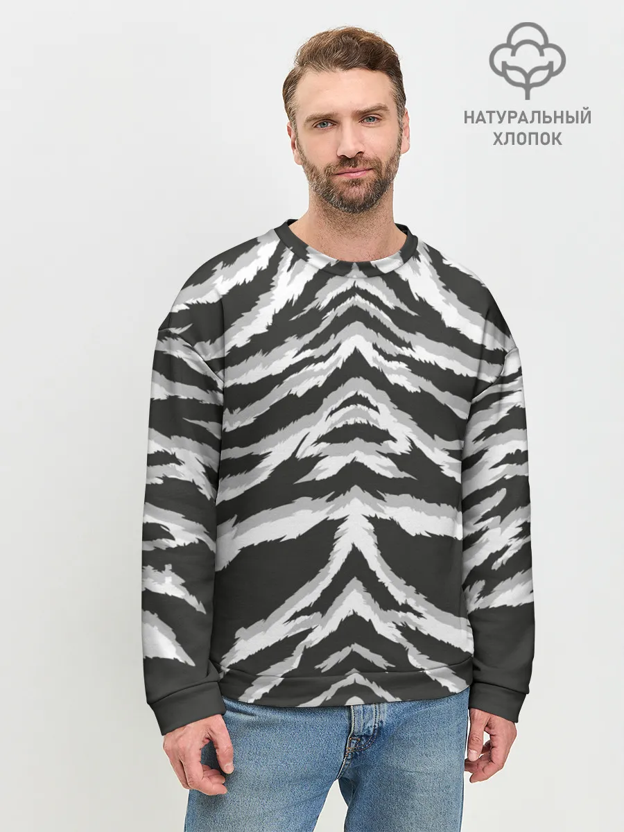 Мужской свитшот базовый / Белая шкура тигра