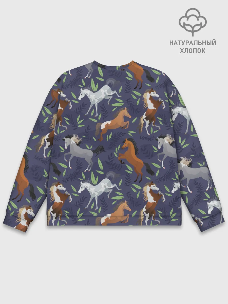 Мужской свитшот базовый / Лошадки узор