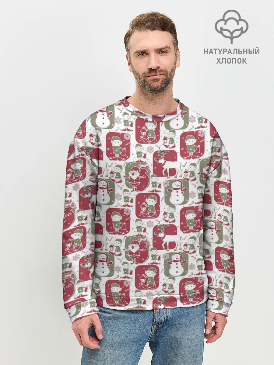 Мужской свитшот базовый / Санта везёт подарки