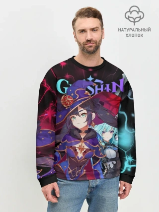 Мужской свитшот базовый / Мона и Эола, Genshin Impact