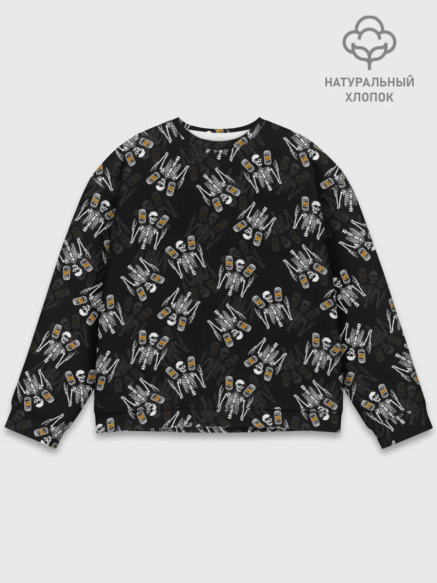 Мужской свитшот базовый / ПАТТЕРН СКЕЛЕТ / HALLOWEEN PARTY