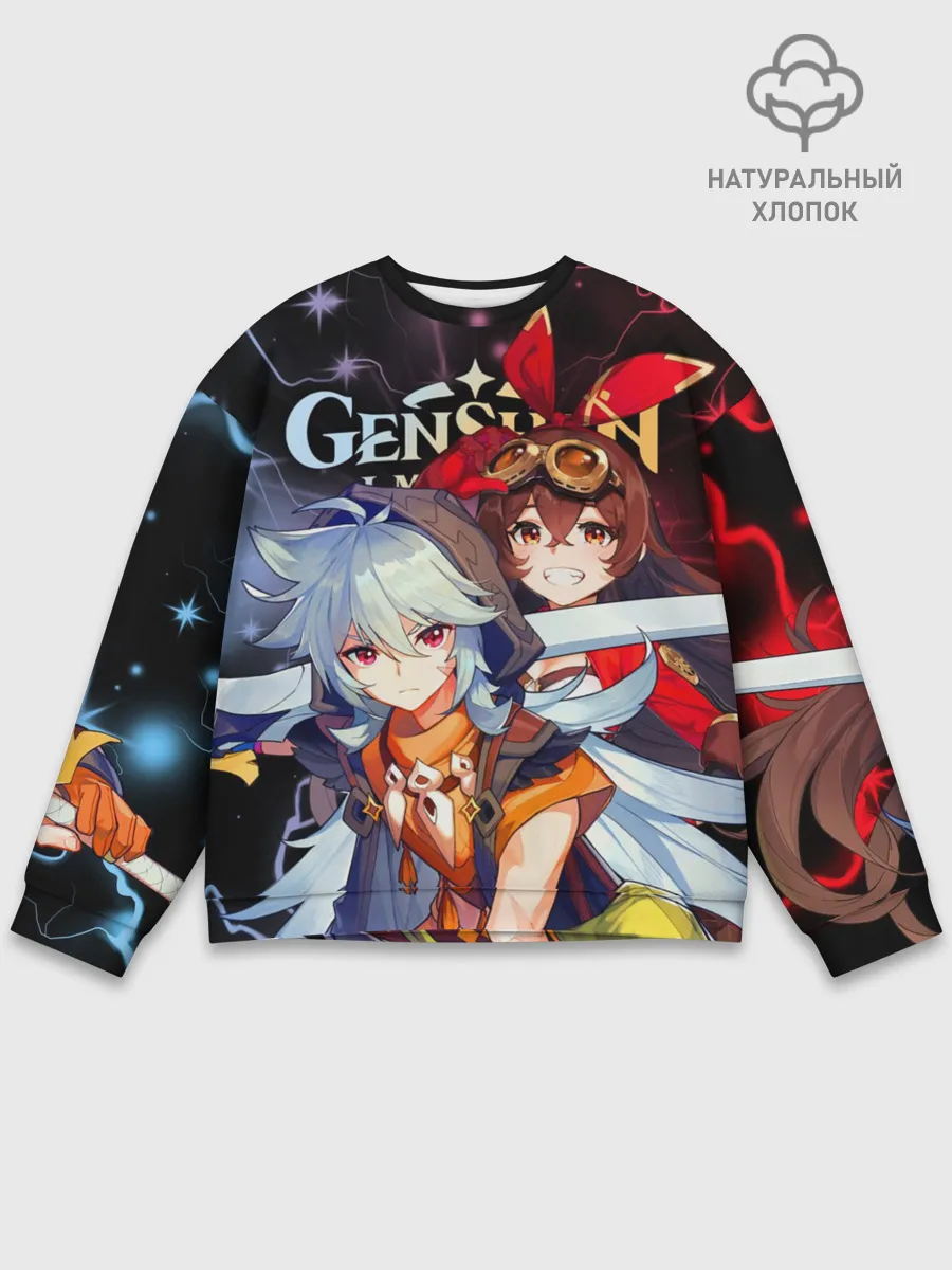 Мужской свитшот базовый / Рэйзор и Эмбер, Genshin Impact