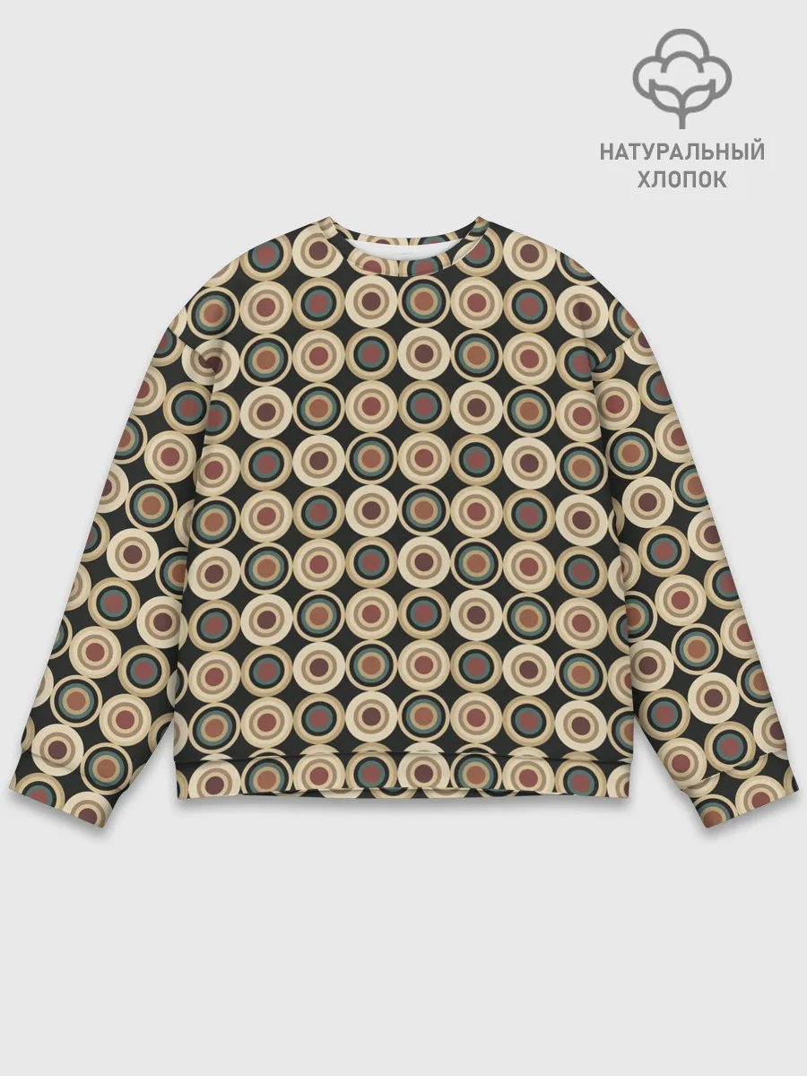 Мужской свитшот базовый / Абстракция из бежевых и зеленых кругов