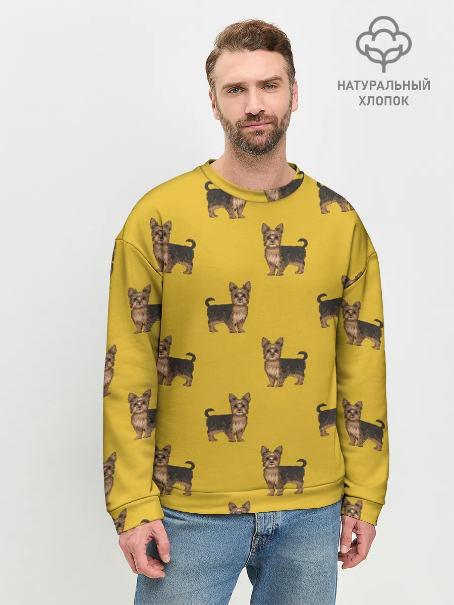 Мужской свитшот базовый / Йоркширский терьер паттерн