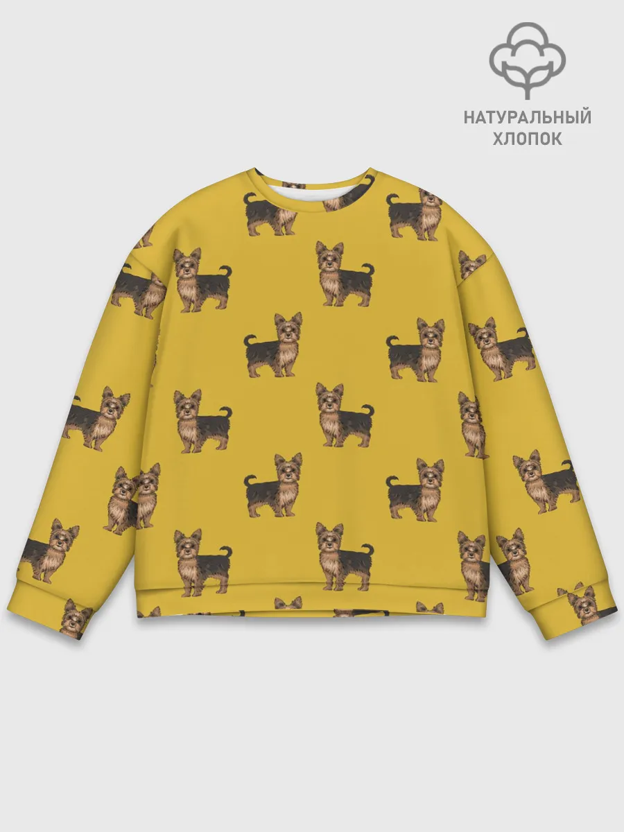 Мужской свитшот базовый / Йоркширский терьер паттерн