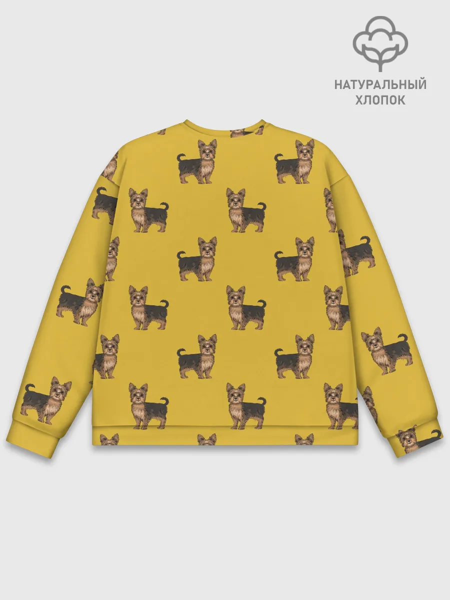 Мужской свитшот базовый / Йоркширский терьер паттерн