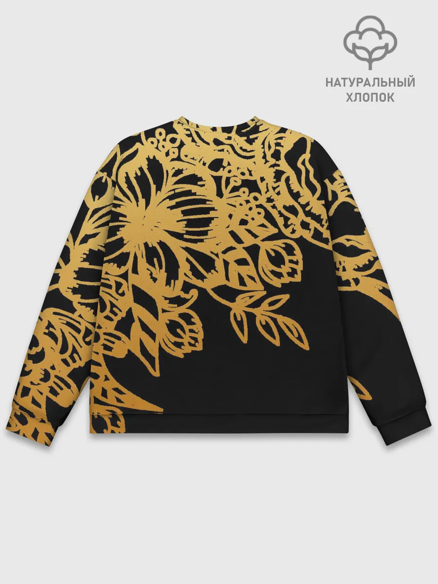 Мужской свитшот базовый / Золотые цветы на белом