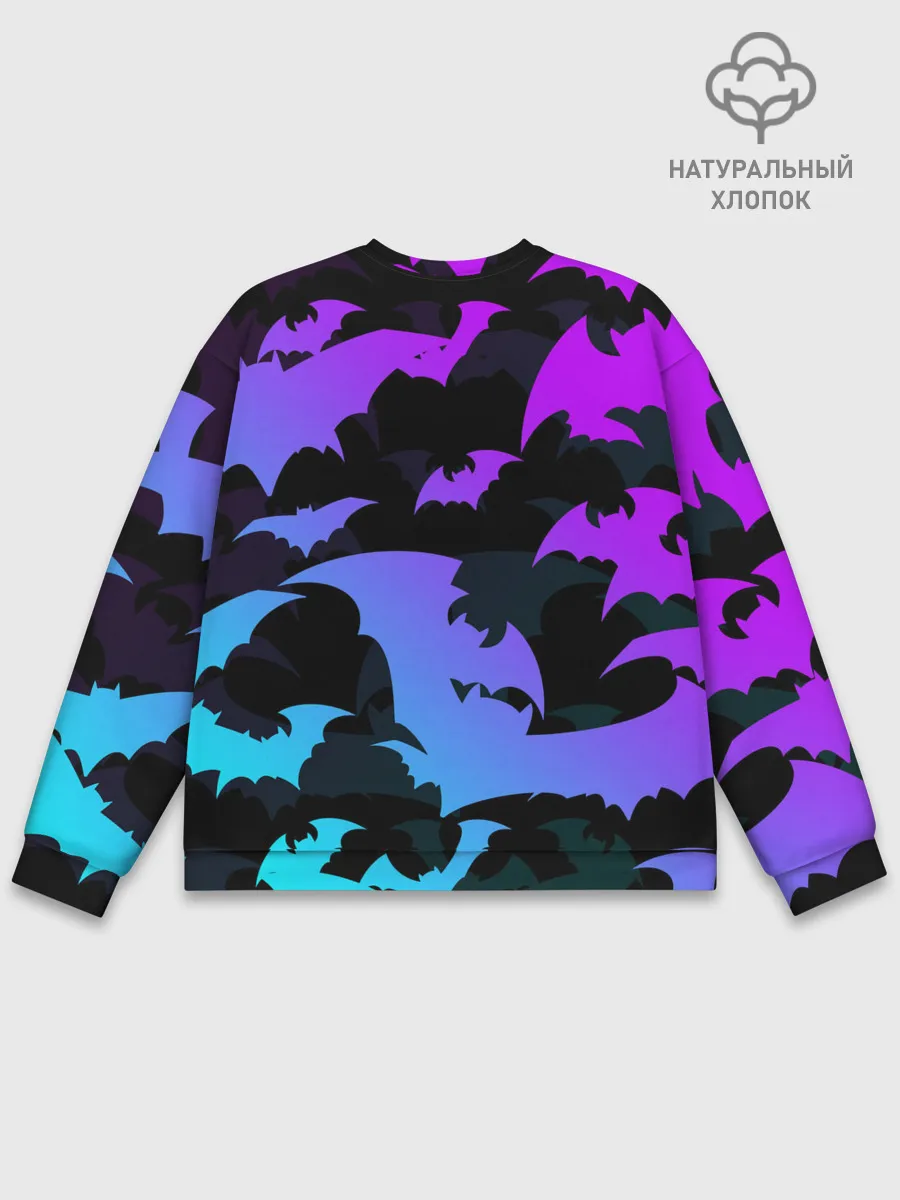 Мужской свитшот базовый / ЛЕТУЧИЕ МЫШИ ХЕЛЛОУИН НЕОН / HALLOWEEN NEON