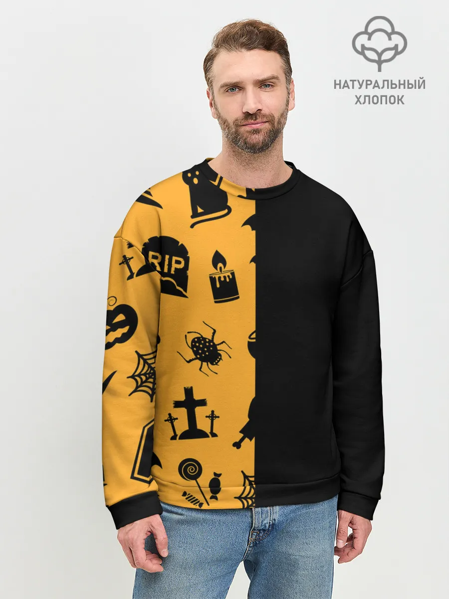 Мужской свитшот базовый / ЧЕРНО-ОРАНЖЕВЫЙ ХЭЛЛОУИН