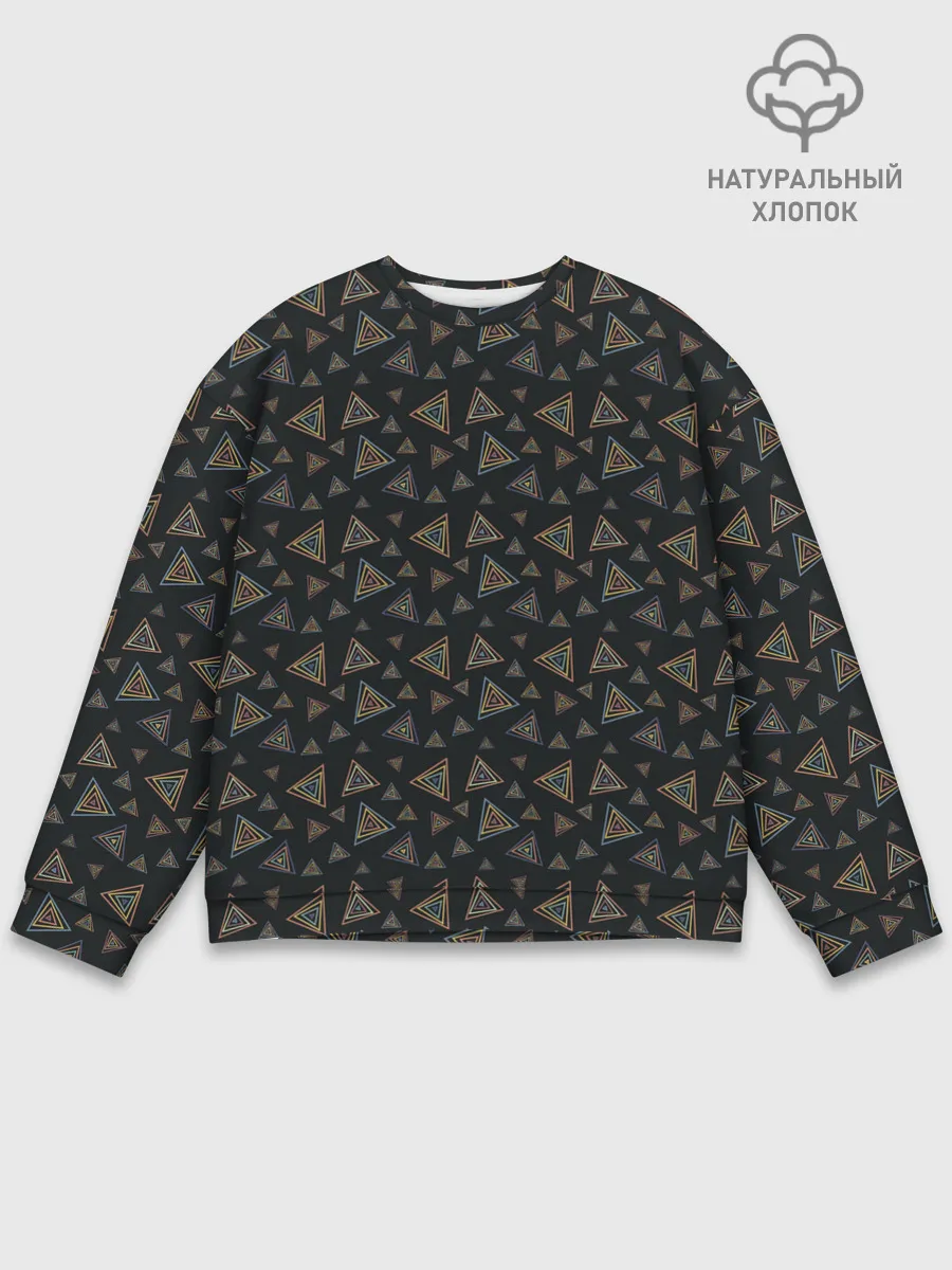 Мужской свитшот базовый / Абстракция из разноцветных треугольников